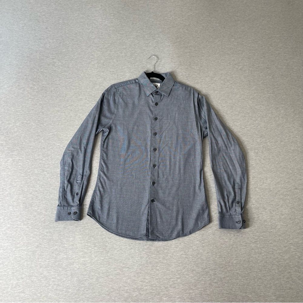 Express Men's Solid Grey 1 MX Extra Slim Fit Button-Up Dress Shirt